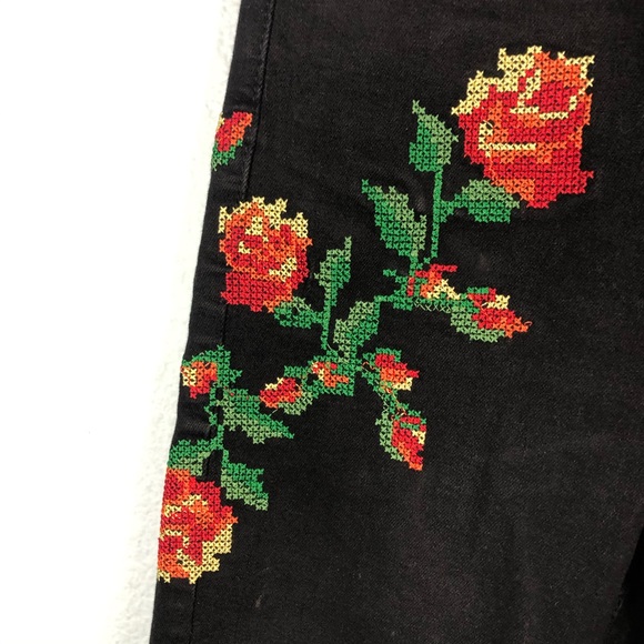 Topshop Floral Embroidered Jamie Jeans Black 26 - Picture 4 of 8